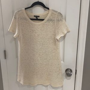 Eileen Fisher • Short Sleeve Crew Neck Knit Sweater in Cream, size medium